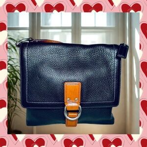 Coach Pebbled black and Tan leather Crossbody Bag